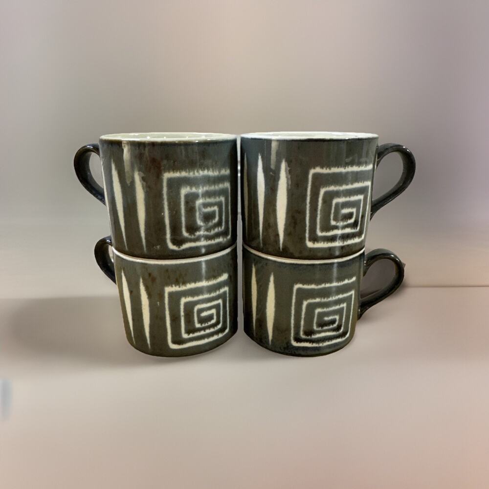 Vtg Mikasa Firesong Mugs Potter's Craft HP300 Ceramic Coffee Cups Japan Set of 4